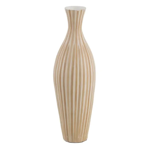 Vaso Branco Bege Bambu 20 x 20 x 64 cm