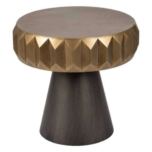 Mesa de Apoio Pequena Preto Dourado Ferro 63 x 63 x 62 cm