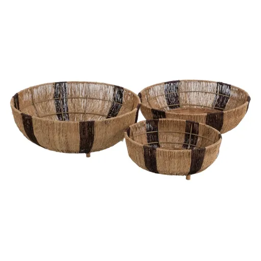 Conjunto de Cestas Castanho Natural Juta 42 x 42 x 13 cm (3 Unidades)