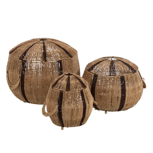 Conjunto de Cestos Castanho Natural Juta 45 x 45 x 36 cm (3 Peças)