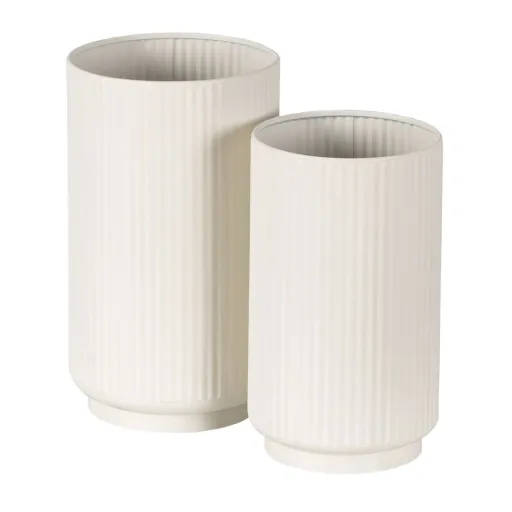 Conjunto de Vasos Creme Ferro 16,5 x 16,5 x 28 cm (2 Unidades)