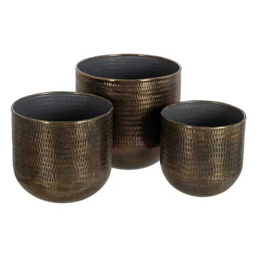 Conjunto de Vasos Bronze Dourado Alumínio 37,5 x 37,5 x 35 cm (3 Unidades)