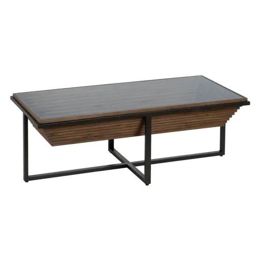 Mesa de Centro Preto Natural Ferro Madeira de Abeto 120 x 60 x 43,5 cm