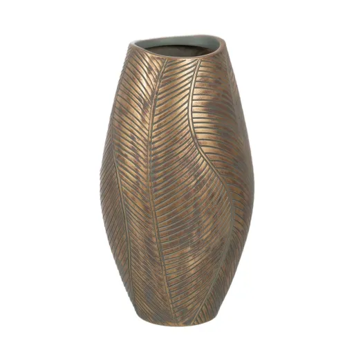 Vaso Verde Dourado Poliresina 22 x 22 x 40 cm