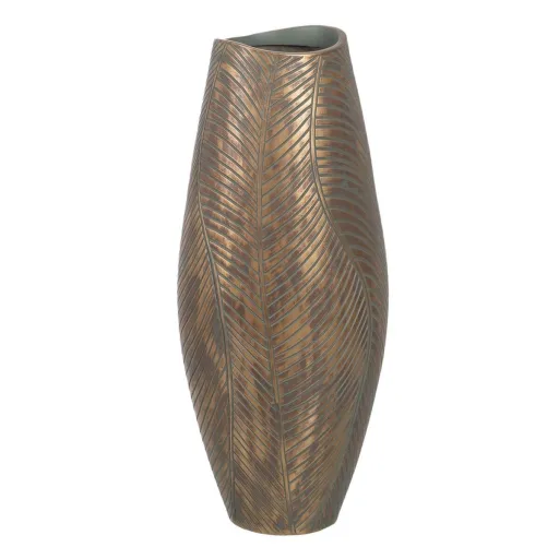 Vaso Verde Dourado Poliresina 22 x 22 x 54 cm