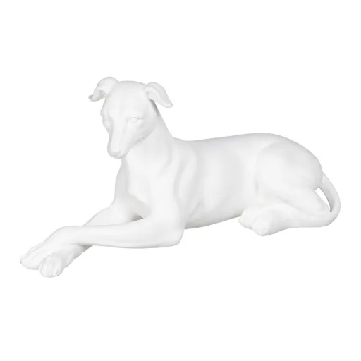 Figura Decorativa Branco Cão 18 x 12,5 x 37 cm