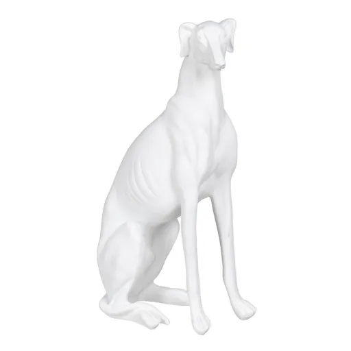 Figura Decorativa Branco Cão 19 x 12 x 37,5 cm