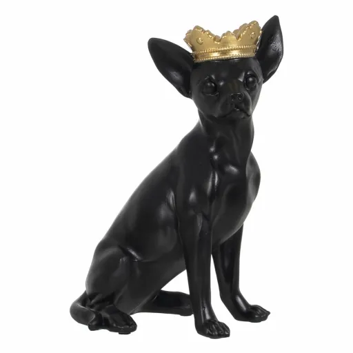 Figura Decorativa Preto Dourado Cão 17 x 11,7 x 25,5 cm