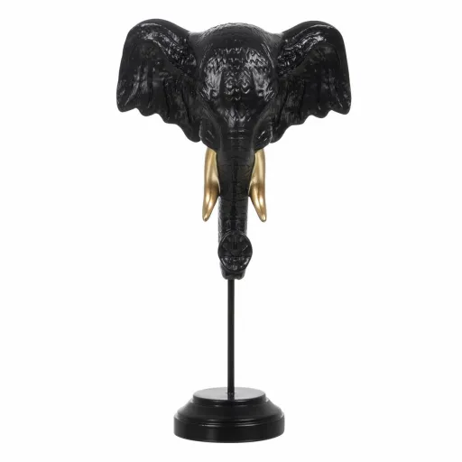 Figura Decorativa Preto Dourado Elefante 20,5 x 14,3 x 35,5 cm