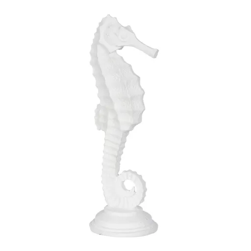 Figura Decorativa Branco Cavalo-Marinho 11 x 9 x 31 cm