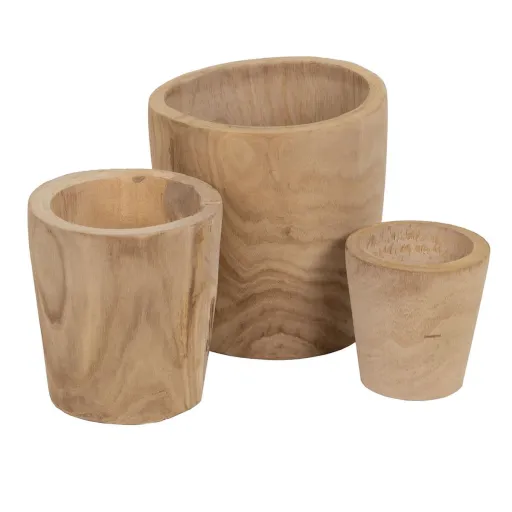 Conjunto de Vasos Natural Madeira de Paulónia 32 x 32 x 32 cm (3 Unidades)