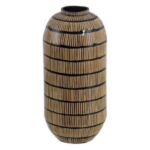 Vaso Preto Bege Bambu 23 x 23 x 50 cm