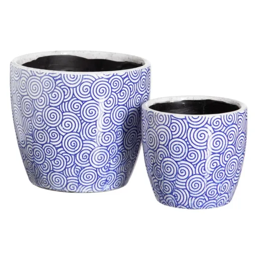 Conjunto de Vasos Azul Terracota 19 x 19 x 17 cm Redondo (2 Unidades)