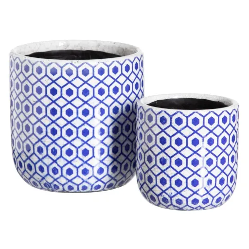 Conjunto de Vasos Azul Terracota 19 x 19 x 17 cm Redondo (2 Unidades)