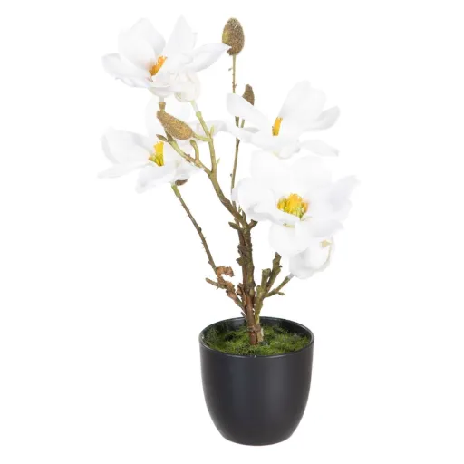 Planta Decorativa Poliéster Polietileno Ferro 22 x 22 x 38 cm Magnolia