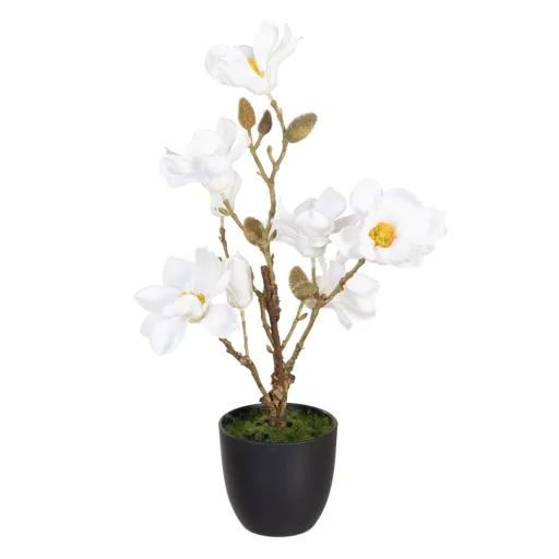 Planta Decorativa Poliéster Polietileno Ferro 25 x 25 x 49 cm Magnolia