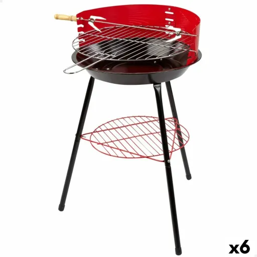 Churrasco Portátil Aktive Madeira Ferro Ø 38 cm 37 x 61 x 45 cm (6 Unidades) Vermelho