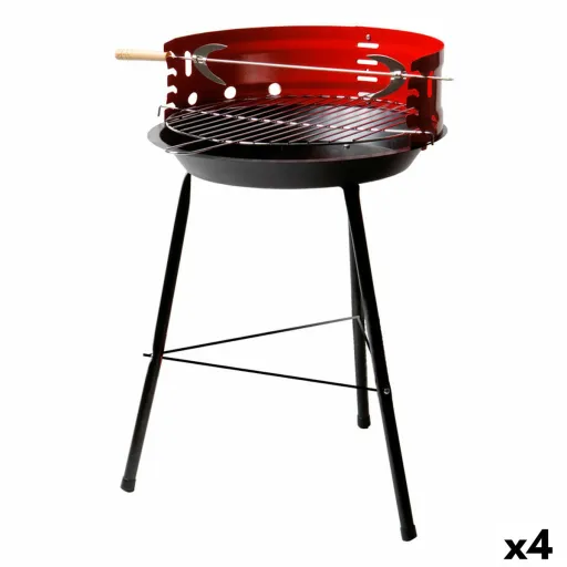 Churrasco Portátil Aktive Madeira Ferro 37,5 x 70 x 38,5 cm (4 Unidades) Vermelho