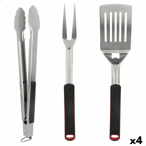 Conjunto de Ferramentas para Churrasco Aktive 3 Peças Churrasco Aço Inoxidável 9 x 41 x 5 cm (4 Unidades)