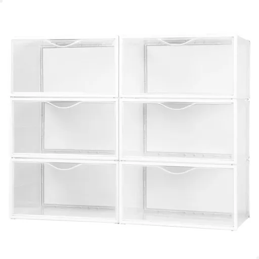 Caixa de Sapatos Empilhável Max Home Branco 6 Unidades Polipropileno ABS 35 x 18,5 x 27 cm