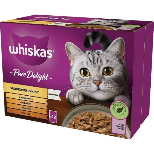 Comida para Gato Whiskas Pure Delight Frango Peru Pato Pássaros 12 x 85 g