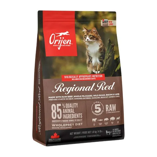 Comida para Gato Orijen Regional Red Adulto Vitela Borrego Carne de Bovino Javali 1,8 kg