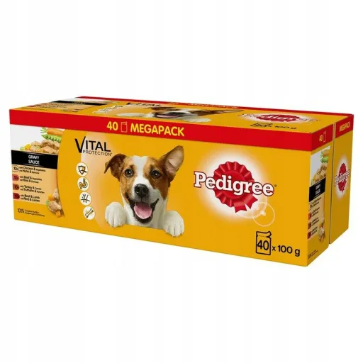 Comida Húmida Pedigree Vital Protection Frango Peru Vitela Carne de Bovino Vegetal Cenoura 40 x 100 g