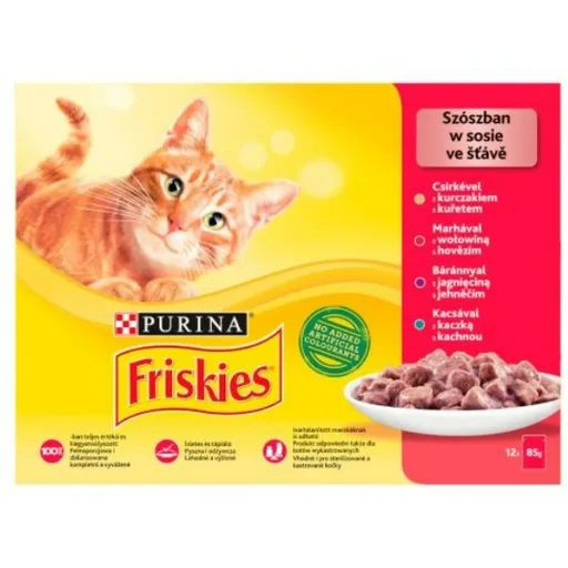 Comida para Gato Purina Friskies Mix Frango Vitela Borrego Pato 12 x 85 g