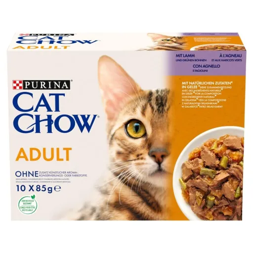 Comida para Gato Purina Cat Chow Adult 1+ Borrego 10 x 85 g