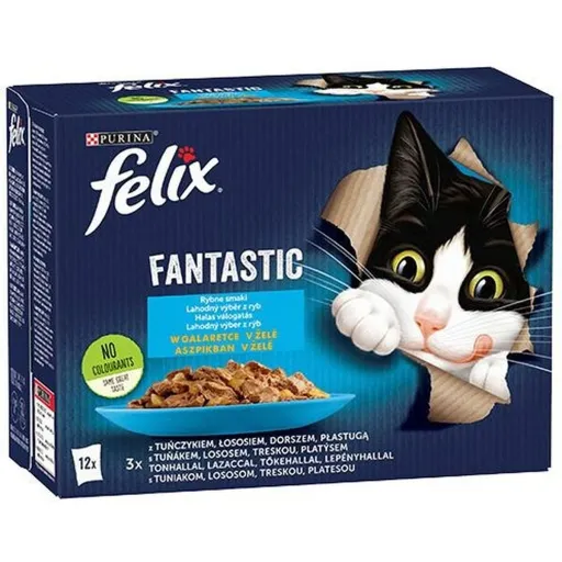 Comida para Gato Purina Fantastic Salmão Atum Bacalhau 12 x 85 g