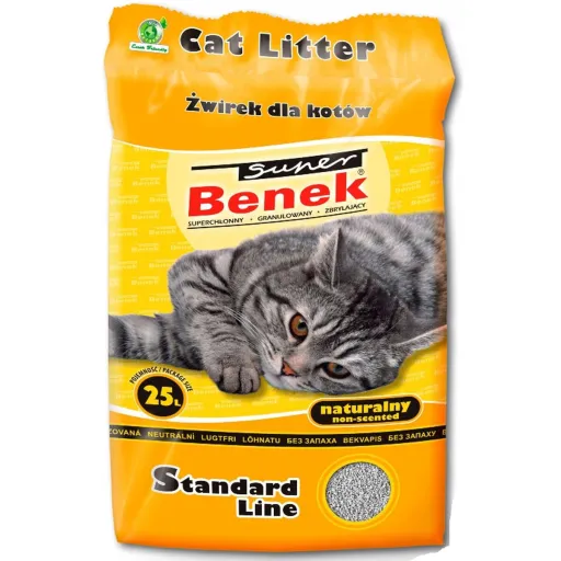 Areia para Gatos Super Benek Compact Natural Cinzento 25 L