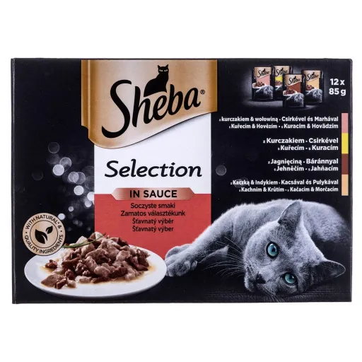 Comida para Gato Sheba Selection in Sauce Frango Peru Vitela Borrego 85 g