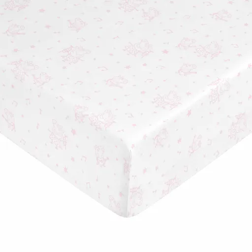 Lençol de Baixo Ajustável Peppa Pig Branco Cor de Rosa