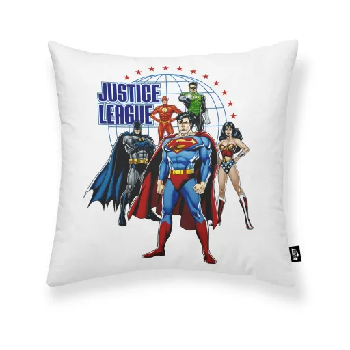 Capa de Travesseiro Justice League Justice Team A Branco Multicolor 45 x 45 cm