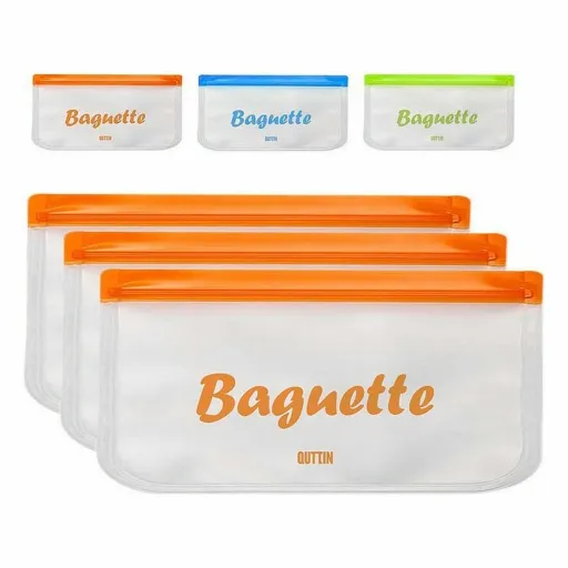 Saco Reutilizável para Alimentos Quttin 30 x 15 cm (3 Unidades)