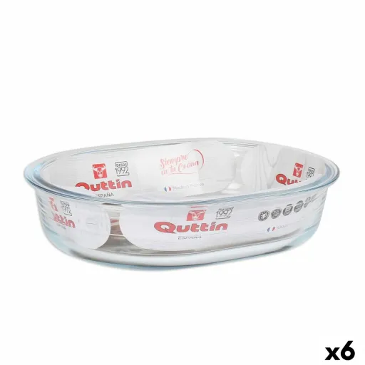 Travessa para o Forno Quttin   Vidro Oval 1,5 L 23,7 x 18,8 cm (6 Unidades)