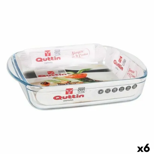 Bandeja para Forno Quttin 63081 1,6 L Vidro 25 x 21,9 x 5 cm (6 Unidades)