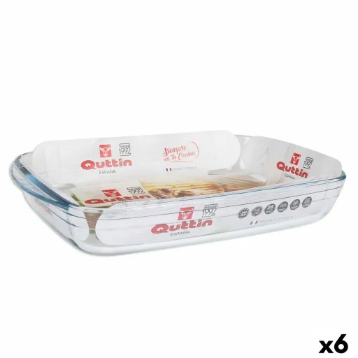 Travessa para o Forno Quttin   Transparente Vidro Retangular 3 L 35,4 x 22 x 5,5 cm (6 Unidades)