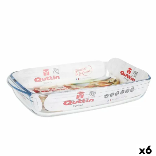 Travessa para o Forno Quttin   Transparente Vidro Retangular 4,2 L 38,8 x 23,9 x 6,6 cm (6 Unidades)