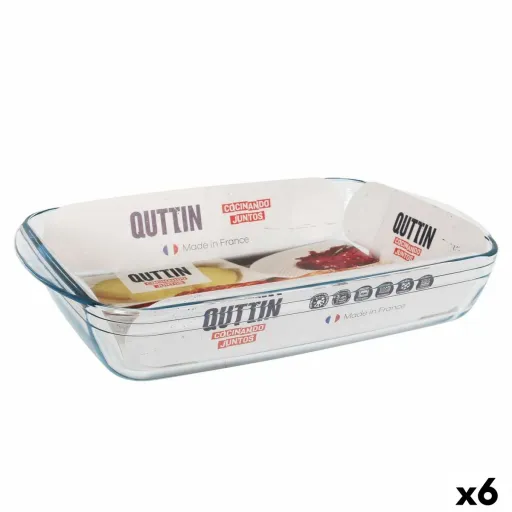 Travessa para o Forno Quttin   Transparente Vidro Retangular 5 L 40,2 x 26,4 x 7 cm (6 Unidades)