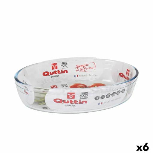 Travessa para o Forno Quttin   Vidro Oval 1,8 L 26,2 x 17,8 x 6,1 cm (6 Unidades)