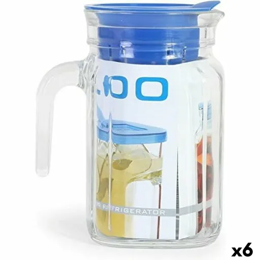 Jarro com Tampa e Dosificador Borgonovo Igloo Quadrado Azul 600 ml (6 Unidades)