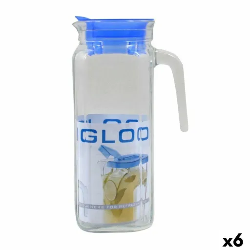 Jarra Borgonovo Igloo Transparente Vidro Azul 1,2 L (6 Unidades)