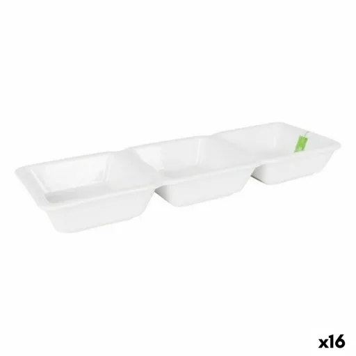 Tigela La Mediterránea Yummy Aperitivo Porcelana Branco 29,3 x 9,5 x 3,3 cm (16 Unidades) (29,3 x 9,5 x 3,3 cm)