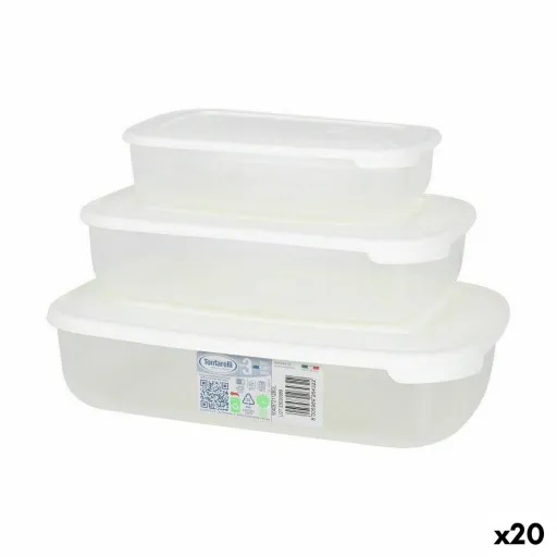 Conjunto de 3 Lancheiras Tontarelli Family Branco Retangular 29,6 x 19,8 x 7,7 cm (20 Unidades)