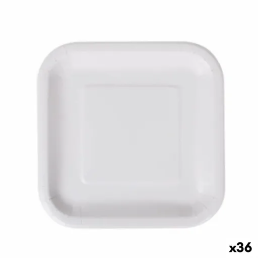 Conjunto de Pratos Algon Descartáveis Branco Cartão Quadrado 20 cm (36 Unidades)