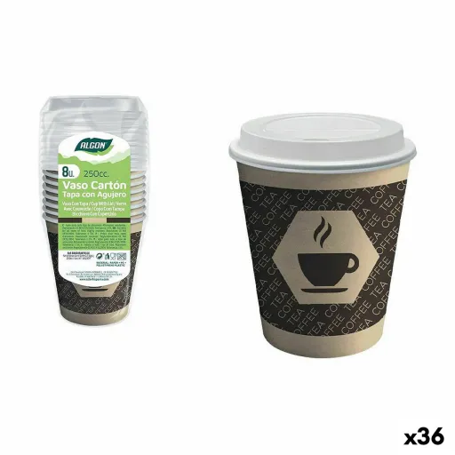 Conjunto de Copos Algon Cartão Café 8 Peças 250 ml (36 Unidades)