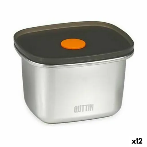 Lancheira Hermética Quttin Aço Inoxidável Retangular 450 ml 11,6 x 9,4 x 7 cm (12 Unidades)