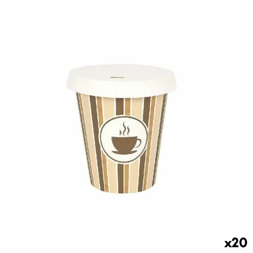 Conjunto de Copos Algon Com Tampa Descartáveis Café Cartão 6 Peças 250 ml (20 Unidades)