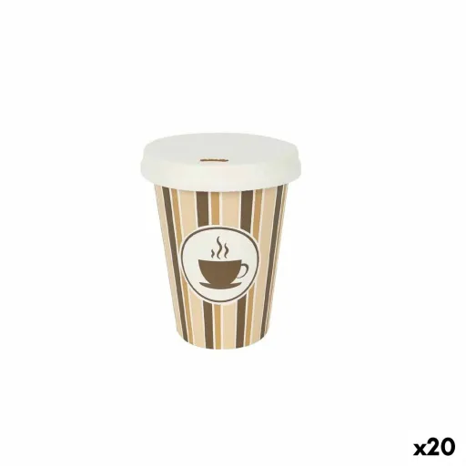 Conjunto de Copos Algon Com Tampa Descartáveis Café Cartão 8 Peças 220 ml (20 Unidades)